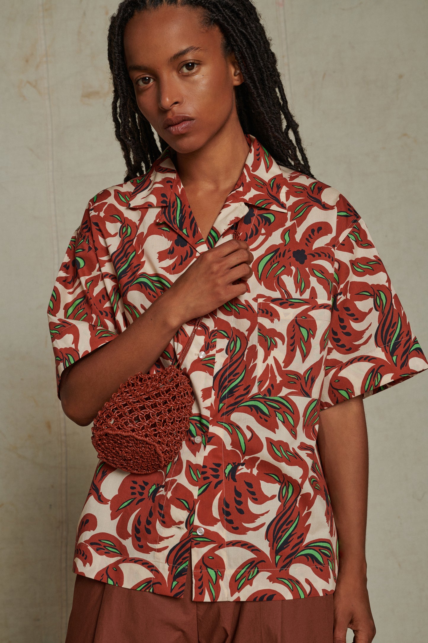 Chemise Alexandre - Terre Battue/Vert - Coton - Femme