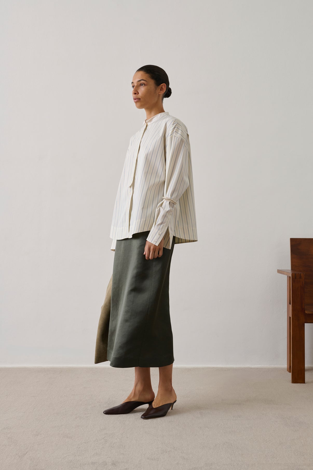 Chemise Idesia - Écru/Bleu - Coton - Femme vue 3