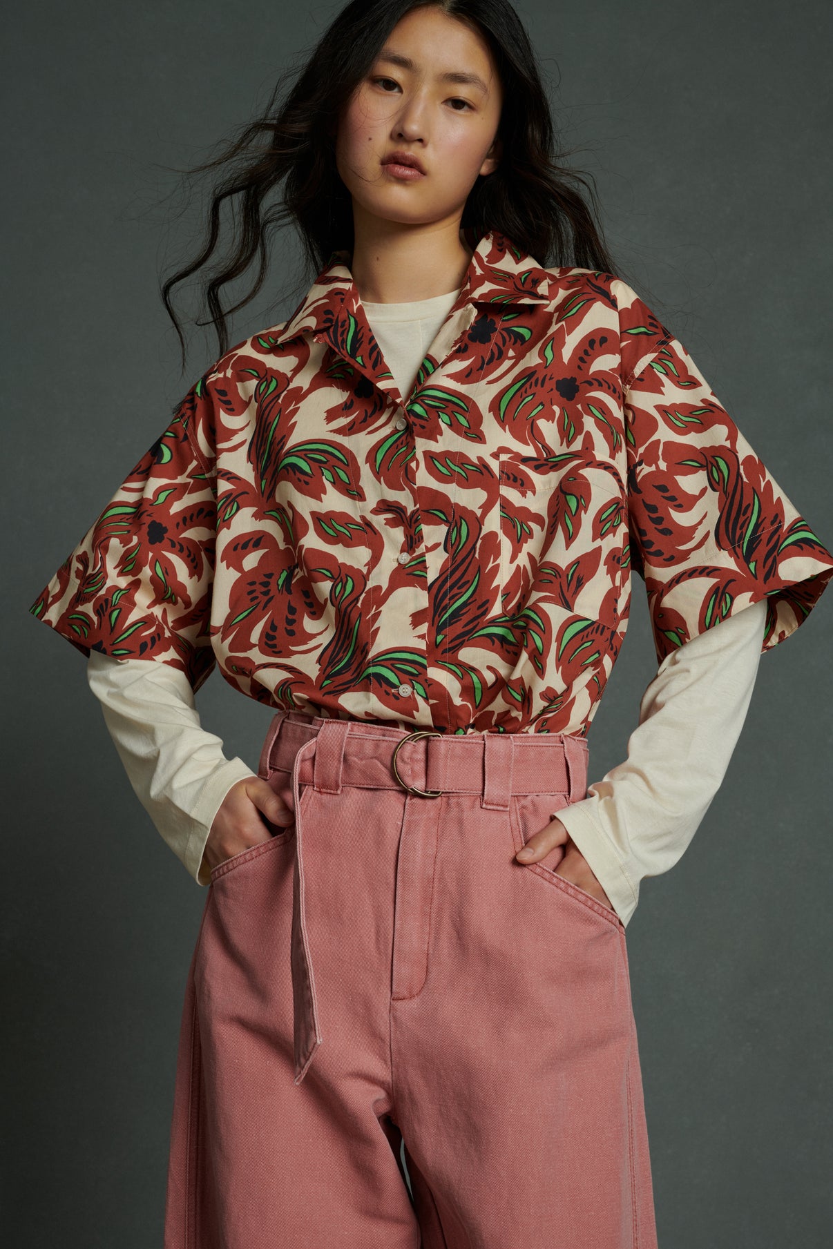 Chemise Alexandre - Terre Battue/Vert - Coton - Femme vue 4