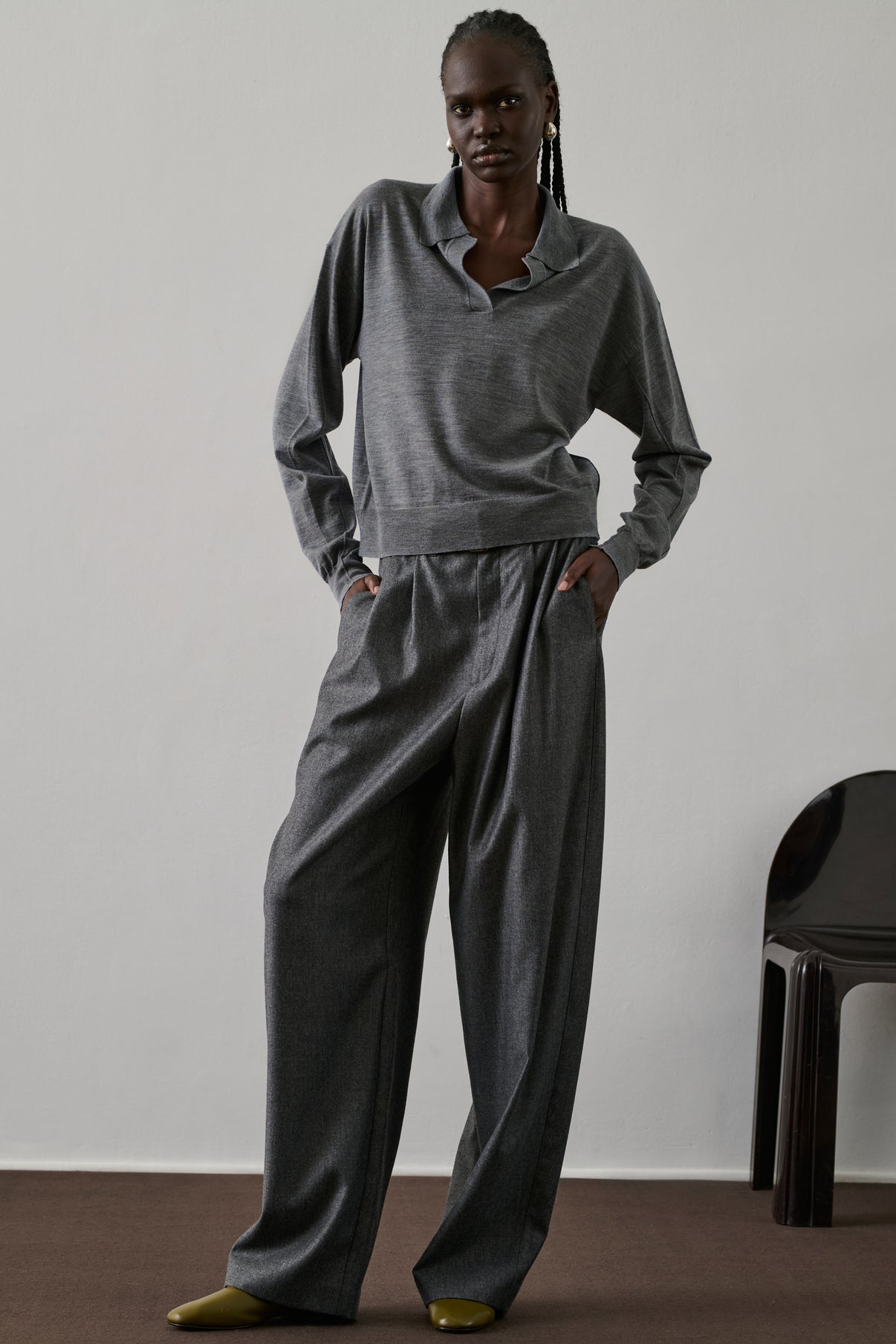 Polo Fleming - Gris Chiné - Laine - Femme vue 1