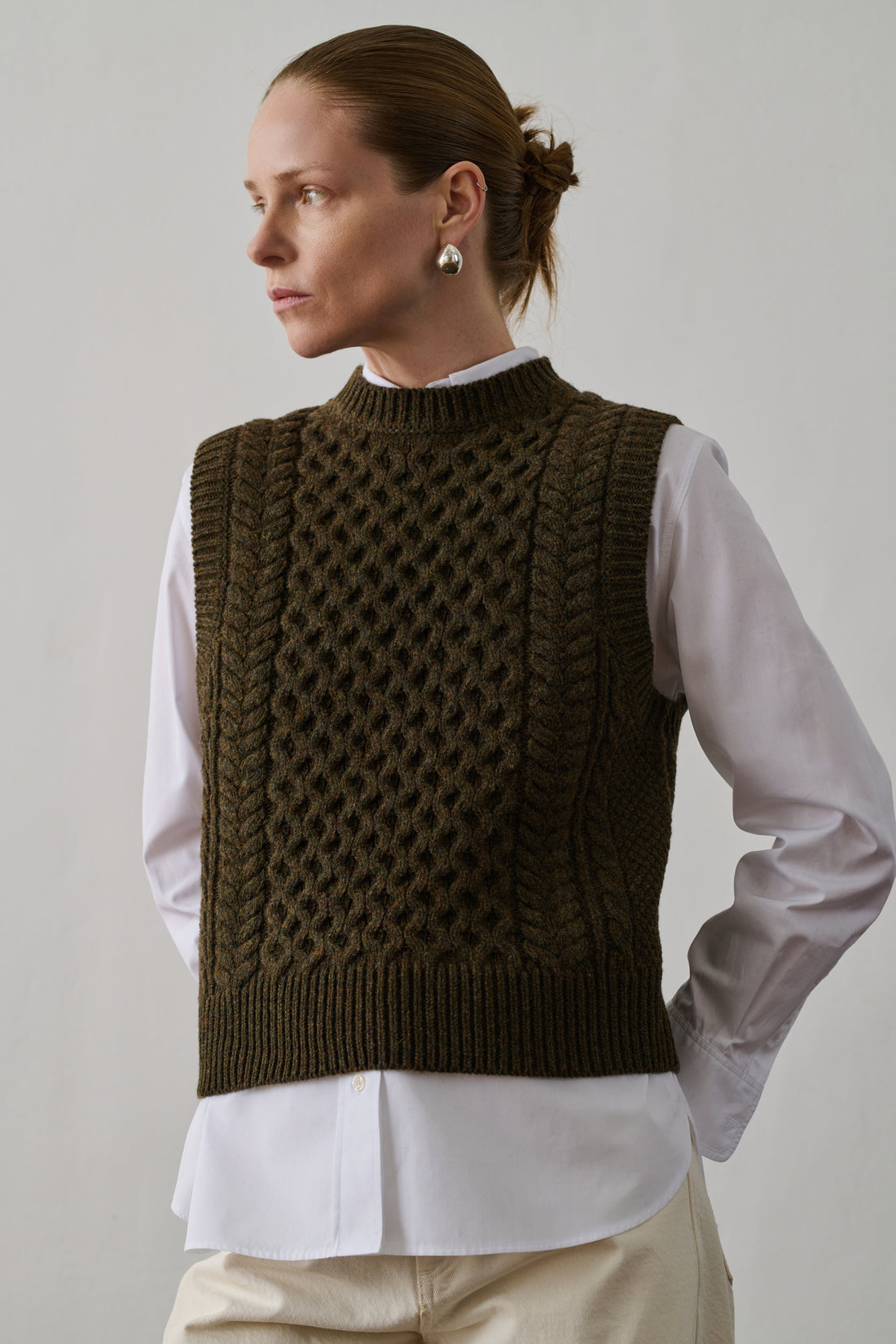 Pull Gareth - Kaki Chiné - Laine - Femme